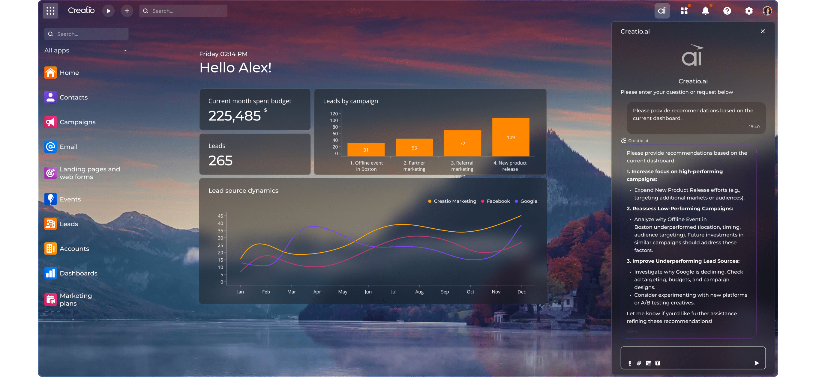 Creatio Marketing AI Agents in CRM