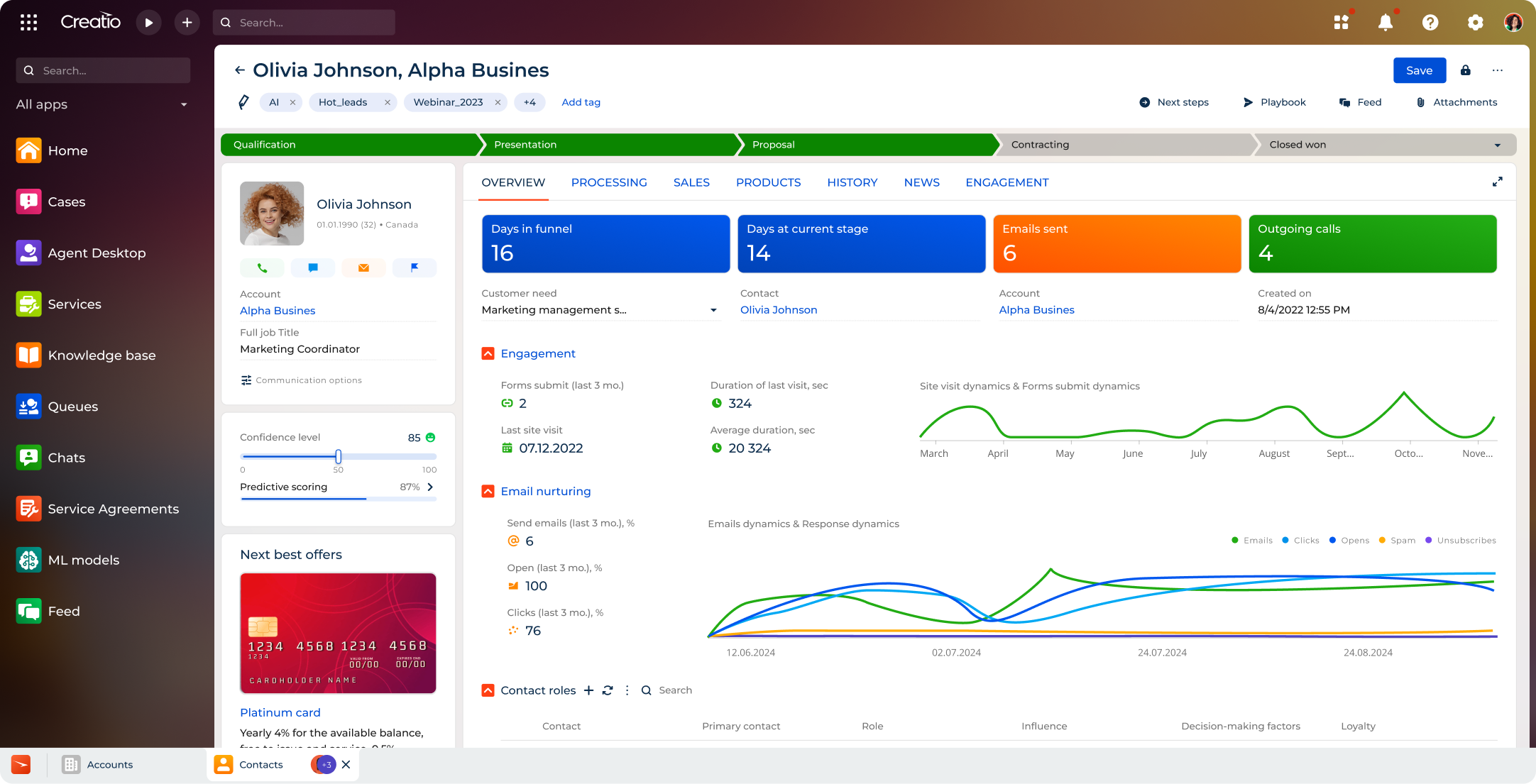Vision à 360 degrés du client Creatio