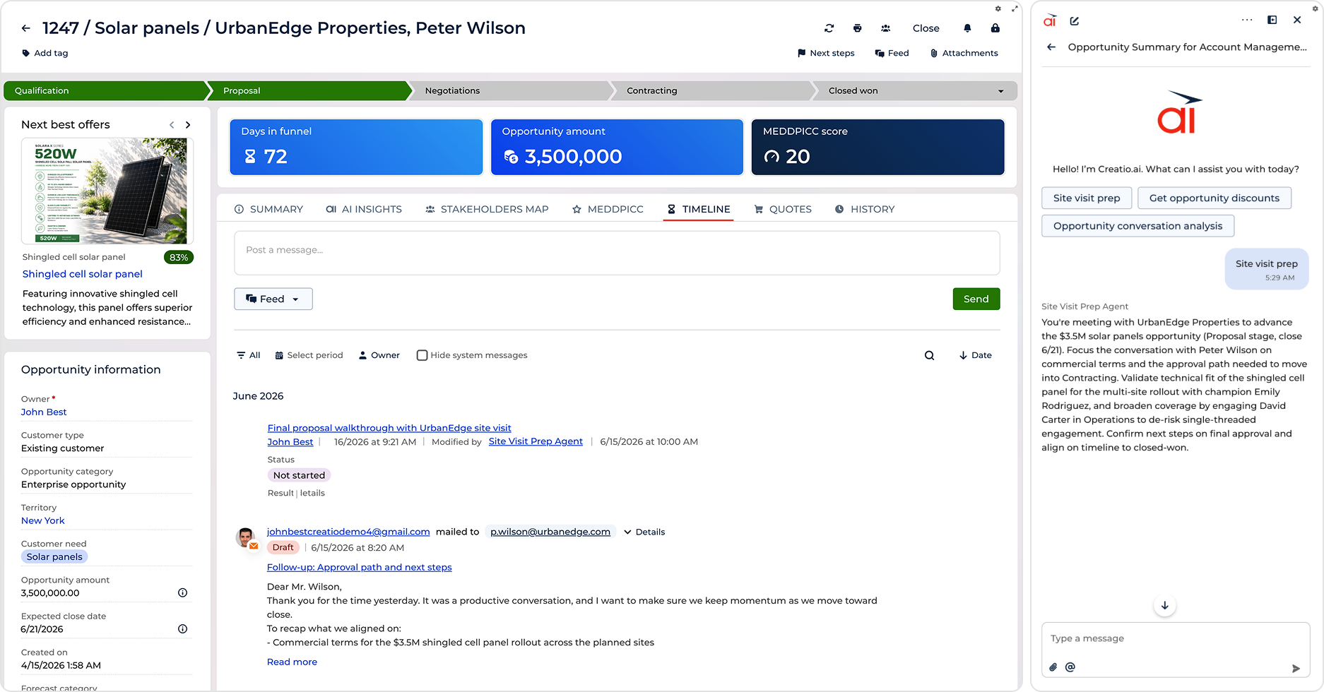 Creatio AI agents for Manufacturing