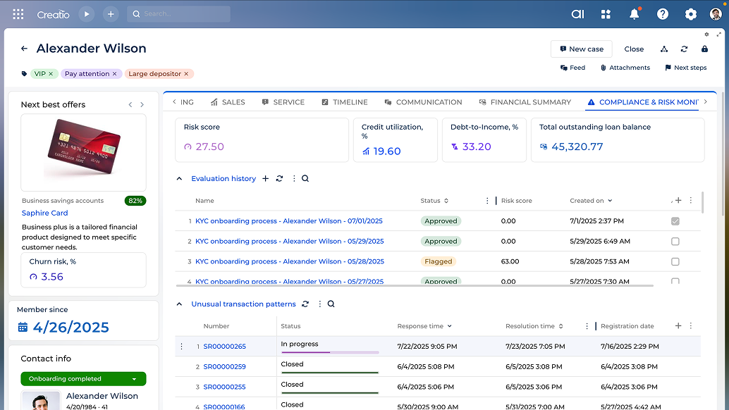 Compliance & Risk Monitoring in Creatio