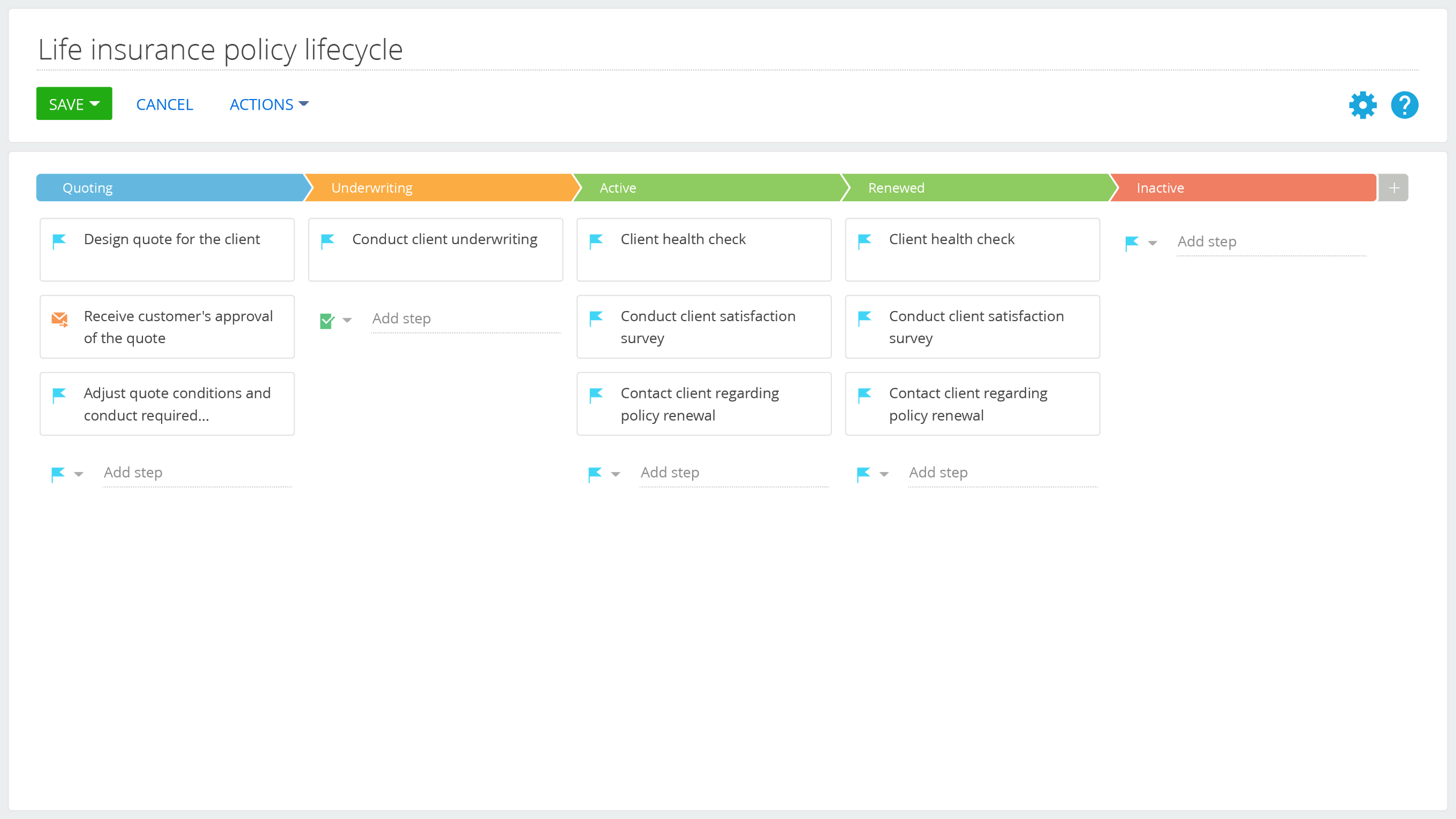 Life insurance workflow