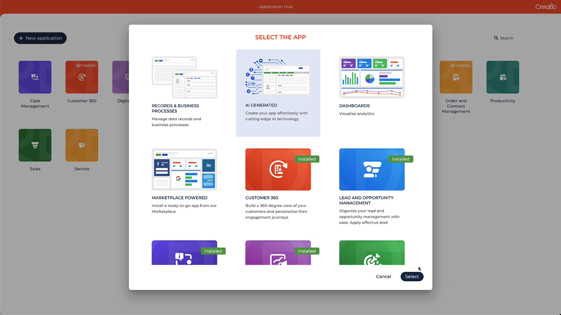 AI-powered app creation in Creatio