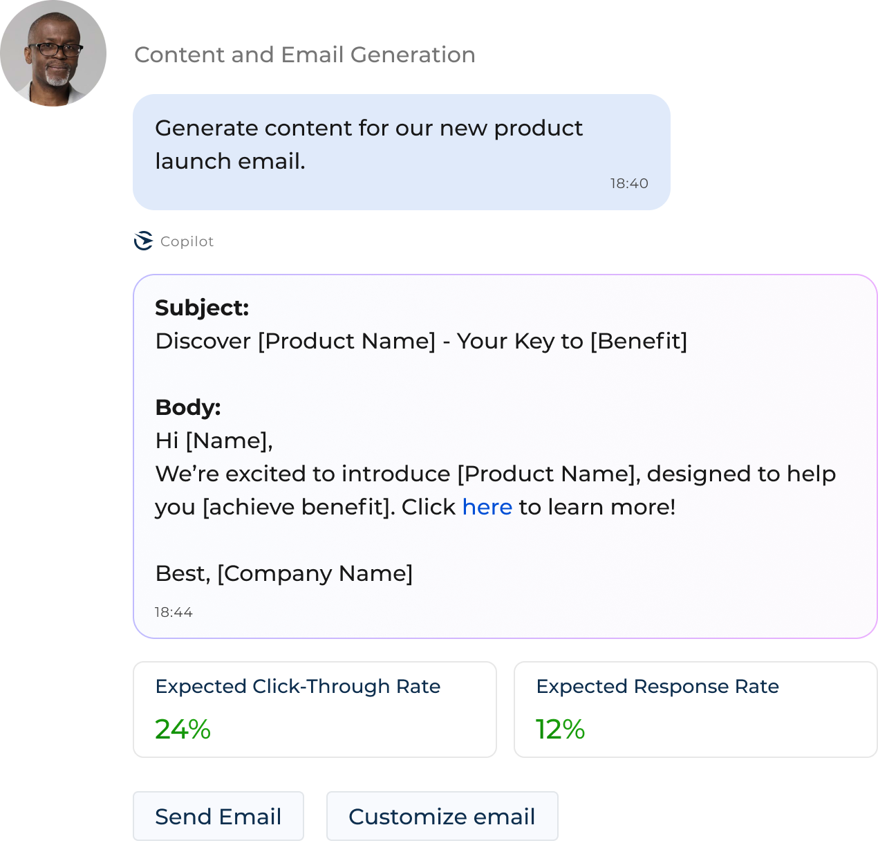 AI email generation Creatio