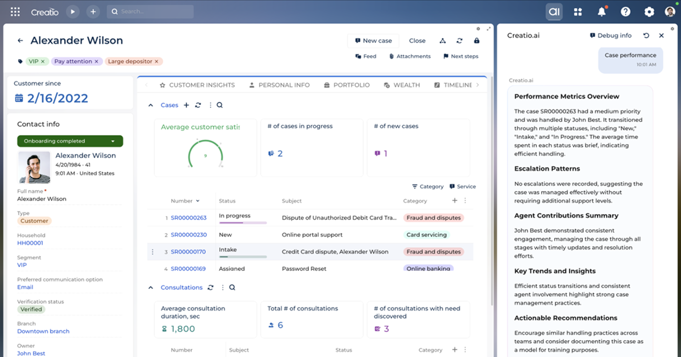 Creatio Finserv AI agent