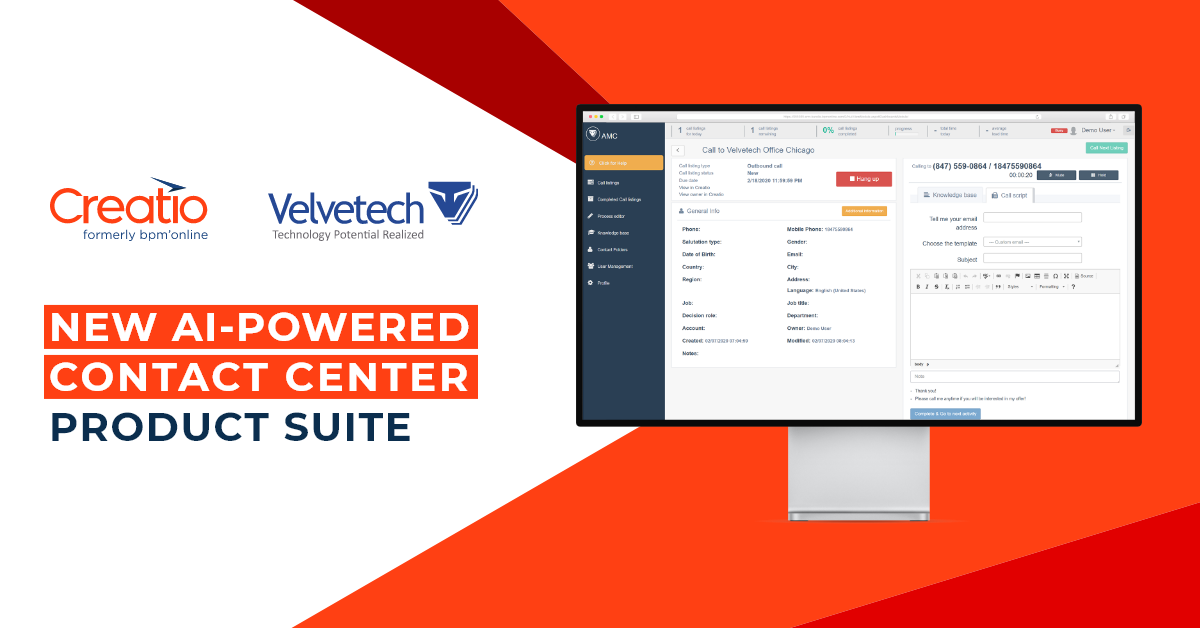 Creatio Presents a New AI-Powered Contact Center Product Suite by Velvetech on Creatio Marketplace