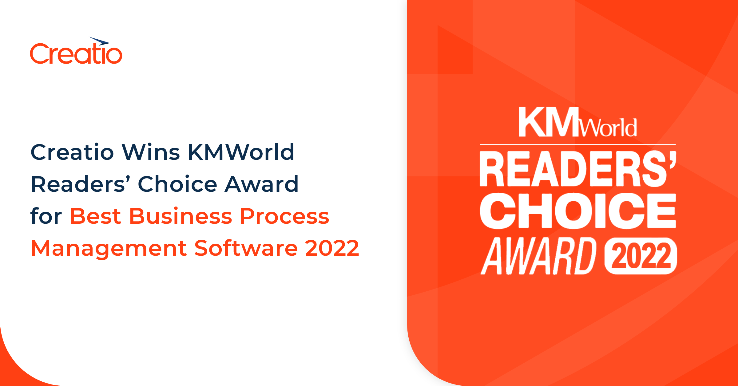 Creatio wins kmworld readers choice award for best business process