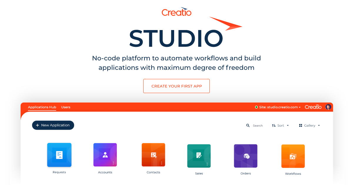 No-code platform to build applications and workflows | Studio Creatio