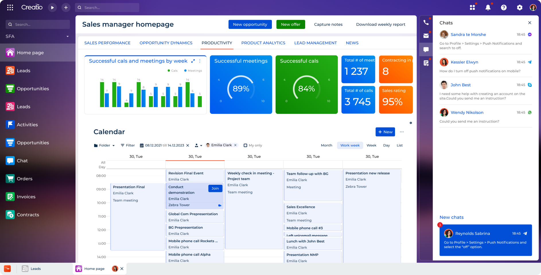 Sales Productivity Creatio Sales CRM