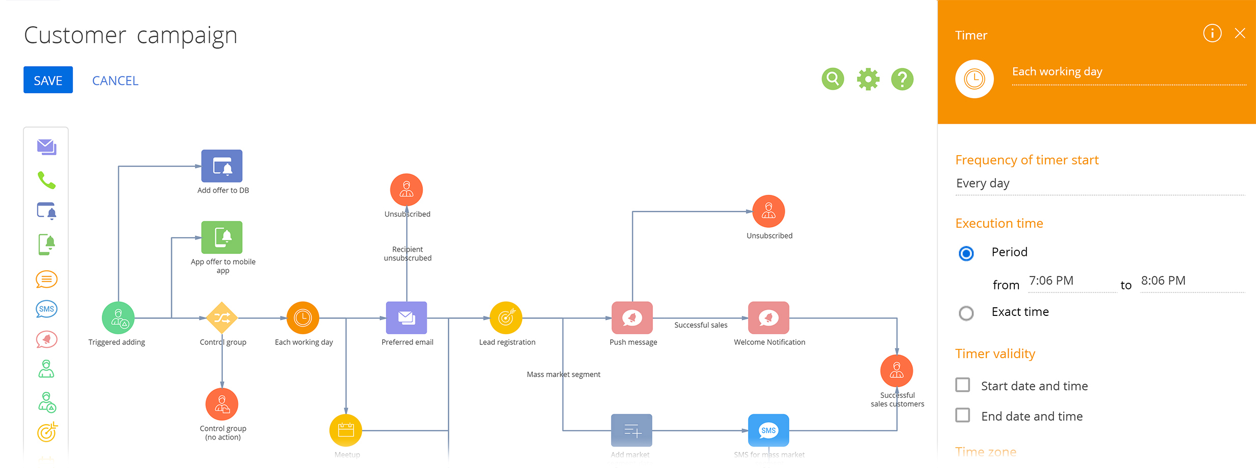 Marketing campaign automation in Creatio