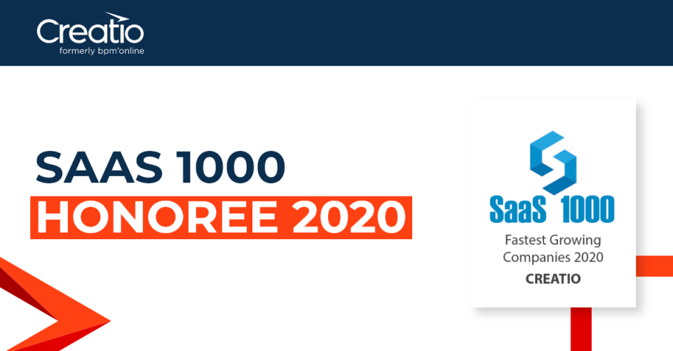 Creatio Recognized as SaaS 1000 Honoree 2020 by SaaS Mag