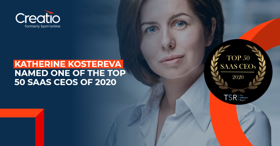CEO of Creatio, Katherine Kostereva, named one of the Top 50 SaaS CEOs for the third year in a row