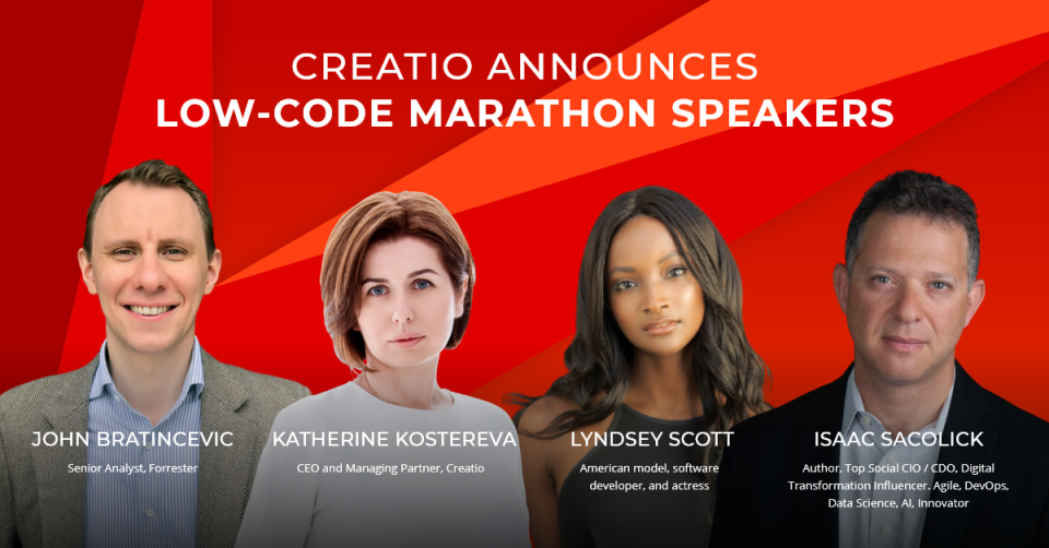 Creatio Announces Low-Code Marathon Speakers: Fashion Model and Software Developer Lyndsey Scott, Senior Analyst John Bratincevic, Author Isaac Sacolick, and More 
