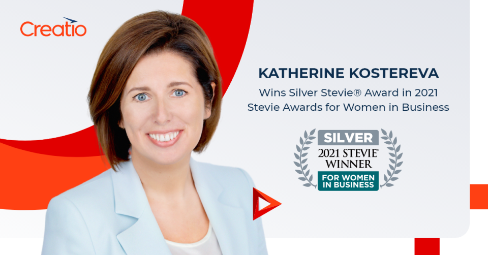 CEO of Creatio, Katherine Kostereva, Wins Silver Stevie® Award in 2021 Stevie Awards for Women in Business    